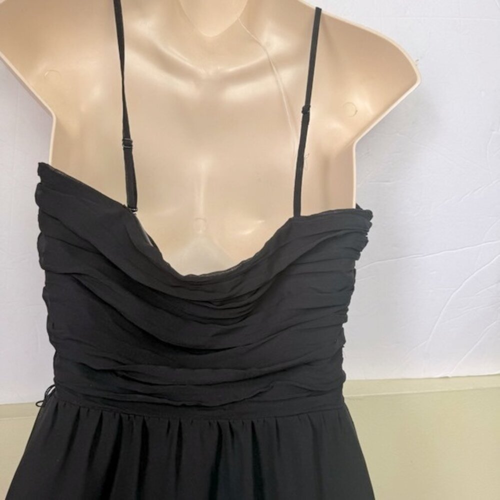 Guess NWOT Chiffon Evening Dress Ruched Sweetheart Faux Wrap Skirt Ruffle Draped - Picture 6 of 16